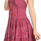 Sakkas Laye Short Adjustable Halter Top Embroidered Floral Batik Circle Dress