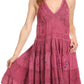 Sakkas Laye Short Adjustable Halter Top Embroidered Floral Batik Circle Dress