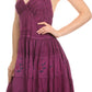 Sakkas Laye Short Adjustable Halter Top Embroidered Floral Batik Circle Dress