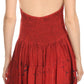 Sakkas Laye Short Adjustable Halter Top Embroidered Floral Batik Circle Dress