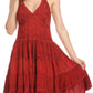 Sakkas Laye Short Adjustable Halter Top Embroidered Floral Batik Circle Dress