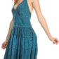 Sakkas Laye Short Adjustable Halter Top Embroidered Floral Batik Circle Dress