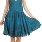 Sakkas Laye Short Adjustable Halter Top Embroidered Floral Batik Circle Dress