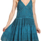 Sakkas Laye Short Adjustable Halter Top Embroidered Floral Batik Circle Dress