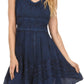 Sakkas Jaydence Short Floral Embroidered Deep Neck Tank Top Sleeveless Batik Dress