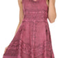 Sakkas Jaydence Short Floral Embroidered Deep Neck Tank Top Sleeveless Batik Dress