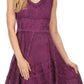 Sakkas Jaydence Short Floral Embroidered Deep Neck Tank Top Sleeveless Batik Dress
