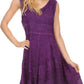 Sakkas Jaydence Short Floral Embroidered Deep Neck Tank Top Sleeveless Batik Dress