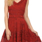 Sakkas Jaydence Short Floral Embroidered Deep Neck Tank Top Sleeveless Batik Dress