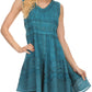 Sakkas Jaydence Short Floral Embroidered Deep Neck Tank Top Sleeveless Batik Dress