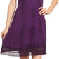 Sakkas Aliney Short Adjustable Spaghetti Strap Sleeveless Embroidered Day Dress