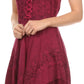 Sakkas Calleea Mid Length Embroidery Sleeveless Spaghetti Strap Corset Batik Dress