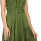 Sakkas Calleea Mid Length Embroidery Sleeveless Spaghetti Strap Corset Batik Dress