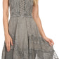 Sakkas Calleea Mid Length Embroidery Sleeveless Spaghetti Strap Corset Batik Dress