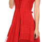 Sakkas Calleea Mid Length Embroidery Sleeveless Spaghetti Strap Corset Batik Dress