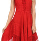 Sakkas Calleea Mid Length Embroidery Sleeveless Spaghetti Strap Corset Batik Dress