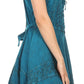 Sakkas Calleea Mid Length Embroidery Sleeveless Spaghetti Strap Corset Batik Dress