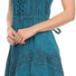 Sakkas Calleea Mid Length Embroidery Sleeveless Spaghetti Strap Corset Batik Dress