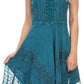 Sakkas Calleea Mid Length Embroidery Sleeveless Spaghetti Strap Corset Batik Dress