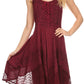 Sakkas Calleea Mid Length Embroidery Sleeveless Spaghetti Strap Corset Batik Dress