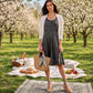 Sakkas Markay Short Mid Length Spaghetti Strap Sleeveless Embroidered Batik Dress