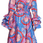 Sakkas Tale Women's Maxi Long Sleeve Wrap Dress with Pockets African Ankara Print