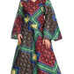 Sakkas Tale Women's Maxi Long Sleeve Wrap Dress with Pockets African Ankara Print