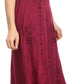 Sakkas Ashlay Adjustable Long Paneled Ruffled Cap Sleeve Scoop Neck Batik Dress