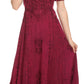Sakkas Ashlay Adjustable Long Paneled Ruffled Cap Sleeve Scoop Neck Batik Dress