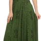 Sakkas Ashlay Adjustable Long Paneled Ruffled Cap Sleeve Scoop Neck Batik Dress