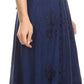 Sakkas Ashlay Adjustable Long Paneled Ruffled Cap Sleeve Scoop Neck Batik Dress