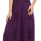 Sakkas Ashlay Adjustable Long Paneled Ruffled Cap Sleeve Scoop Neck Batik Dress