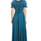 Sakkas Ashlay Adjustable Long Paneled Ruffled Cap Sleeve Scoop Neck Batik Dress