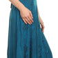 Sakkas Ashlay Adjustable Long Paneled Ruffled Cap Sleeve Scoop Neck Batik Dress