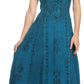 Sakkas Ashlay Adjustable Long Paneled Ruffled Cap Sleeve Scoop Neck Batik Dress