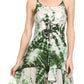 Sakkas Paige Mid Length Handkerchief Tank Top Spaghetti Strap Dress With Tie Dye