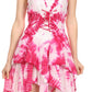 Sakkas Paige Mid Length Handkerchief Tank Top Spaghetti Strap Dress With Tie Dye