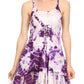 Sakkas Paige Mid Length Handkerchief Tank Top Spaghetti Strap Dress With Tie Dye