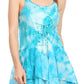 Sakkas Paige Mid Length Handkerchief Tank Top Spaghetti Strap Dress With Tie Dye