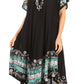 Sakkas Elisha Mid Length Batik Caftan Embroidered Cap Sleeves Floral Pattern
