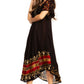 Sakkas Elisha Mid Length Batik Caftan Embroidered Cap Sleeves Floral Pattern