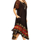 Sakkas Elisha Mid Length Batik Caftan Embroidered Cap Sleeves Floral Pattern