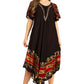 Sakkas Elisha Mid Length Batik Caftan Embroidered Cap Sleeves Floral Pattern