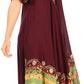 Sakkas Elisha Mid Length Batik Caftan Embroidered Cap Sleeves Floral Pattern
