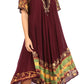 Sakkas Elisha Mid Length Batik Caftan Embroidered Cap Sleeves Floral Pattern