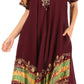 Sakkas Elisha Mid Length Batik Caftan Embroidered Cap Sleeves Floral Pattern