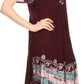 Sakkas Elisha Mid Length Batik Caftan Embroidered Cap Sleeves Floral Pattern