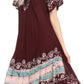 Sakkas Elisha Mid Length Batik Caftan Embroidered Cap Sleeves Floral Pattern
