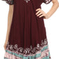 Sakkas Elisha Mid Length Batik Caftan Embroidered Cap Sleeves Floral Pattern