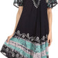 Sakkas Elisha Mid Length Batik Caftan Embroidered Cap Sleeves Floral Pattern